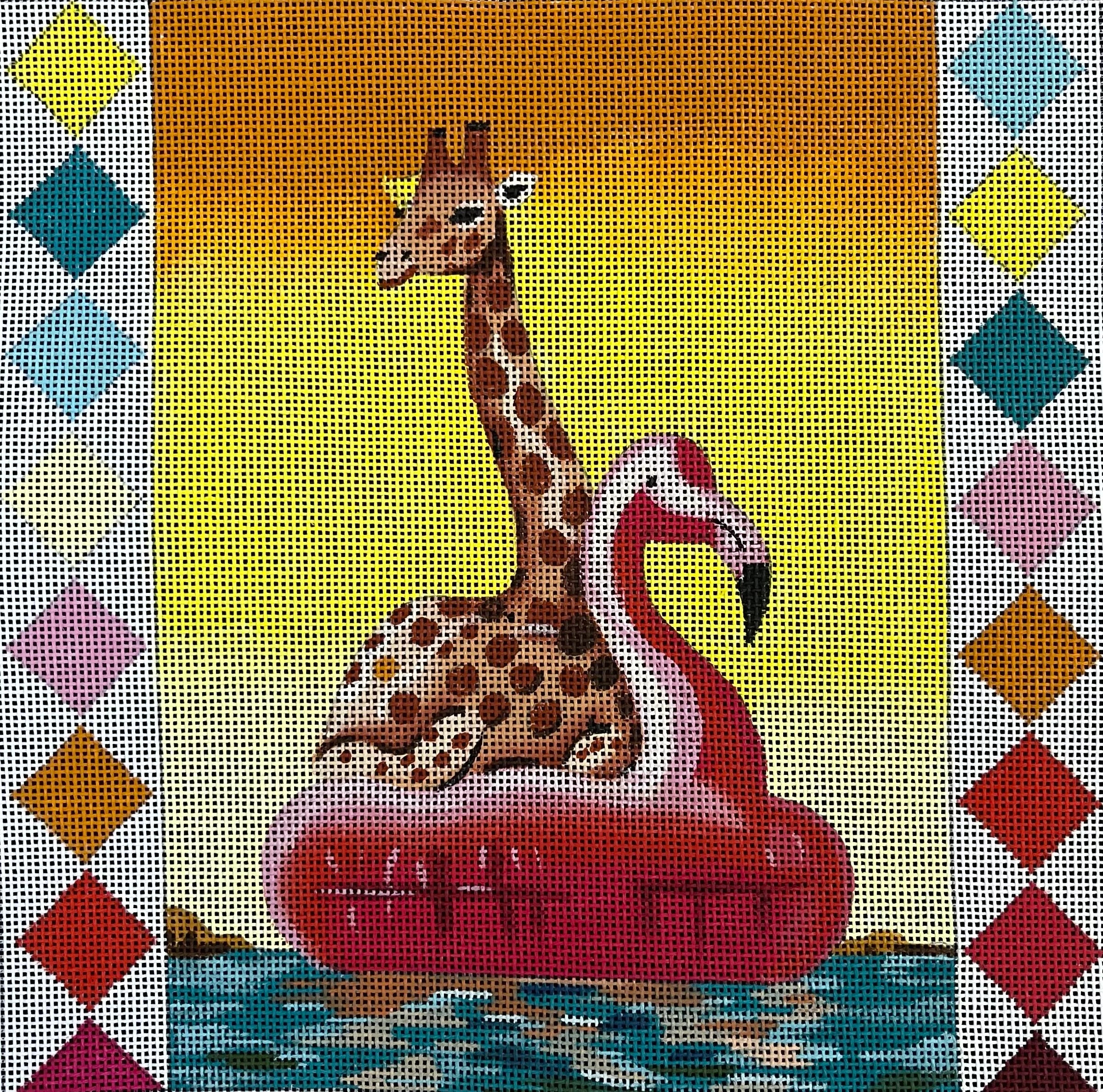 AN469 Giraffe on Flamingo Float