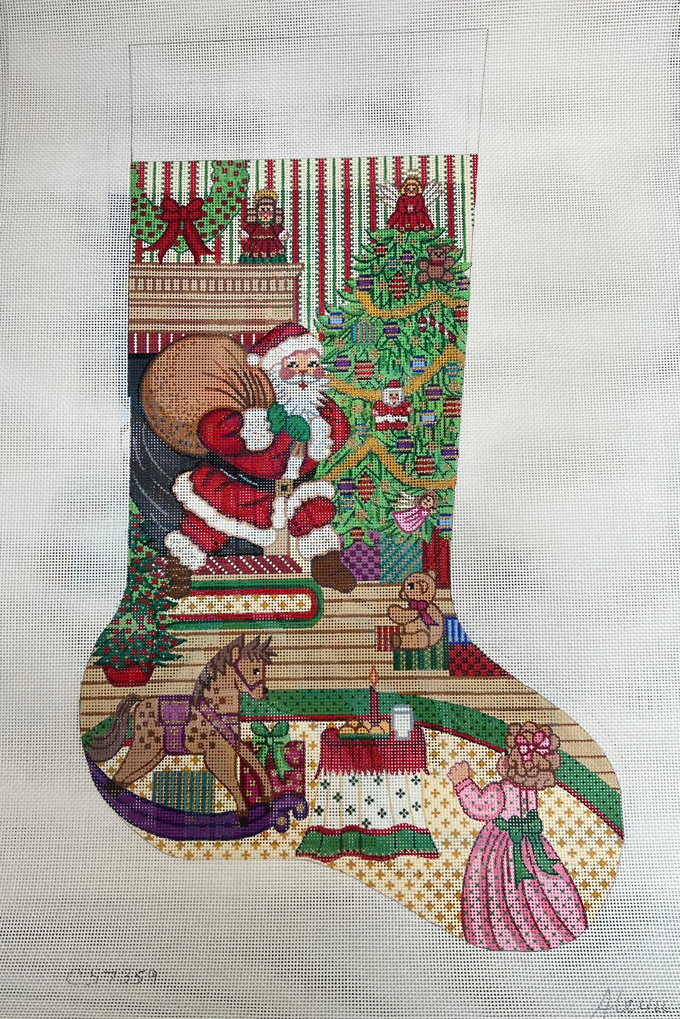 Santa Coming Down Chimney/girl Stocking CS7359