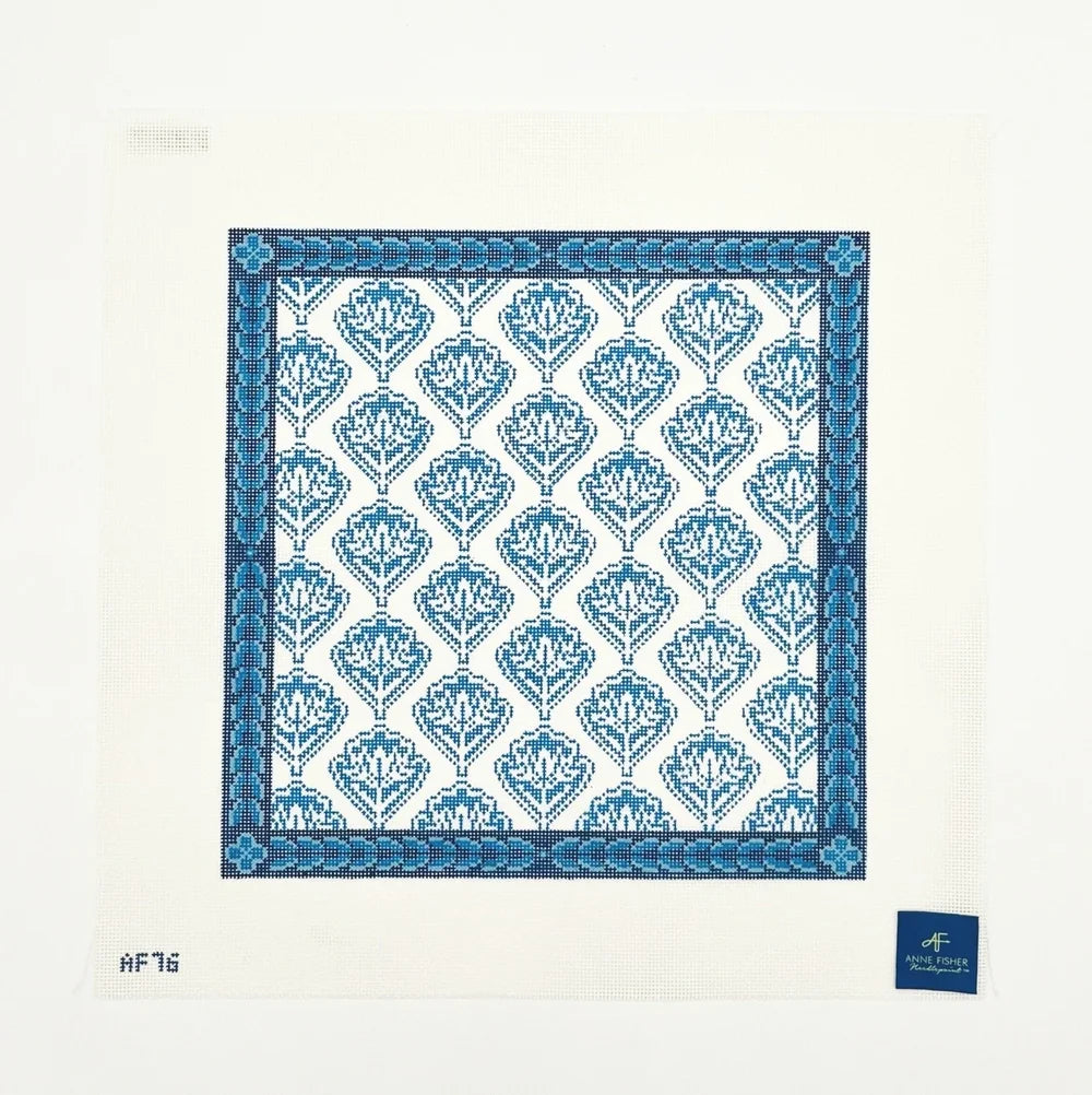 Anne Fisher Blue Medallion Floral Pillow AF76