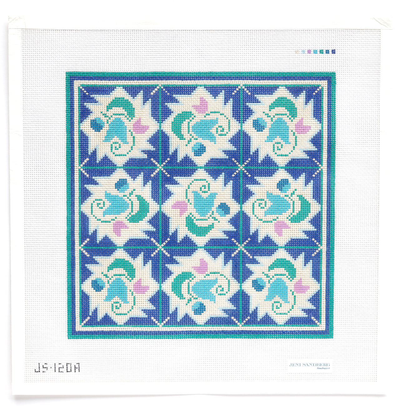 Old floral grid pillow/tray - blue JS-120A