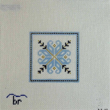 Seaside Canvas ~ White Sand Dollar on Blue 18 Mesh handpainted 4 Sq.  Needlepoint Canvas by Needle Crossings