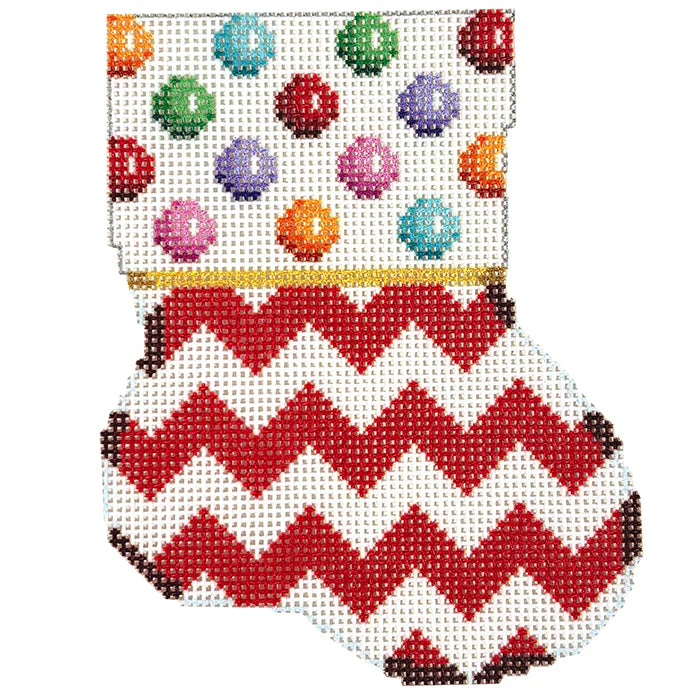 Multi-Dot/Red Chevron Mini Sock- NTG TS505
