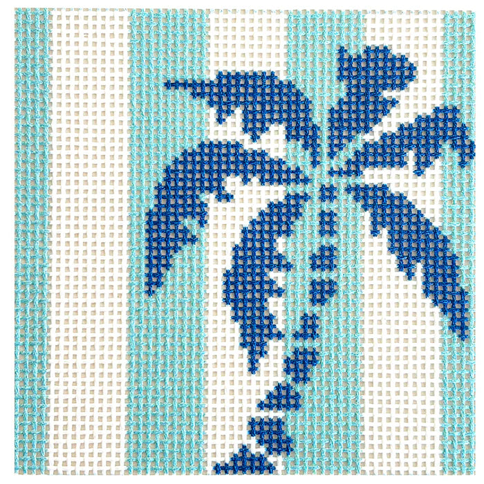 Palm Tree Stencil on Aqua Coaster NTG KB780