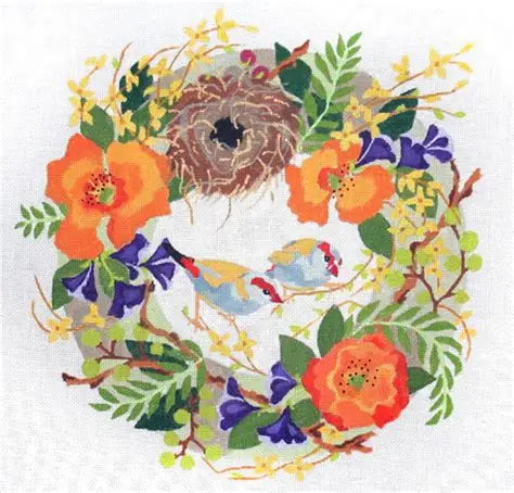 Finches in Spring Wreath B371