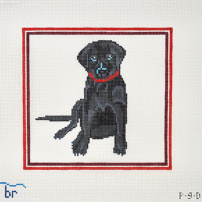 Black Lab Puppy w/ Red Frame P9D