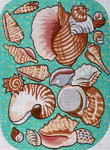Seashells on aqua petit clutch PP-187