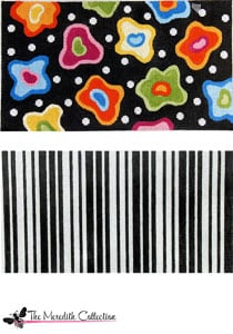 Dotty Floral w/ stripes-black bkg PQ-424