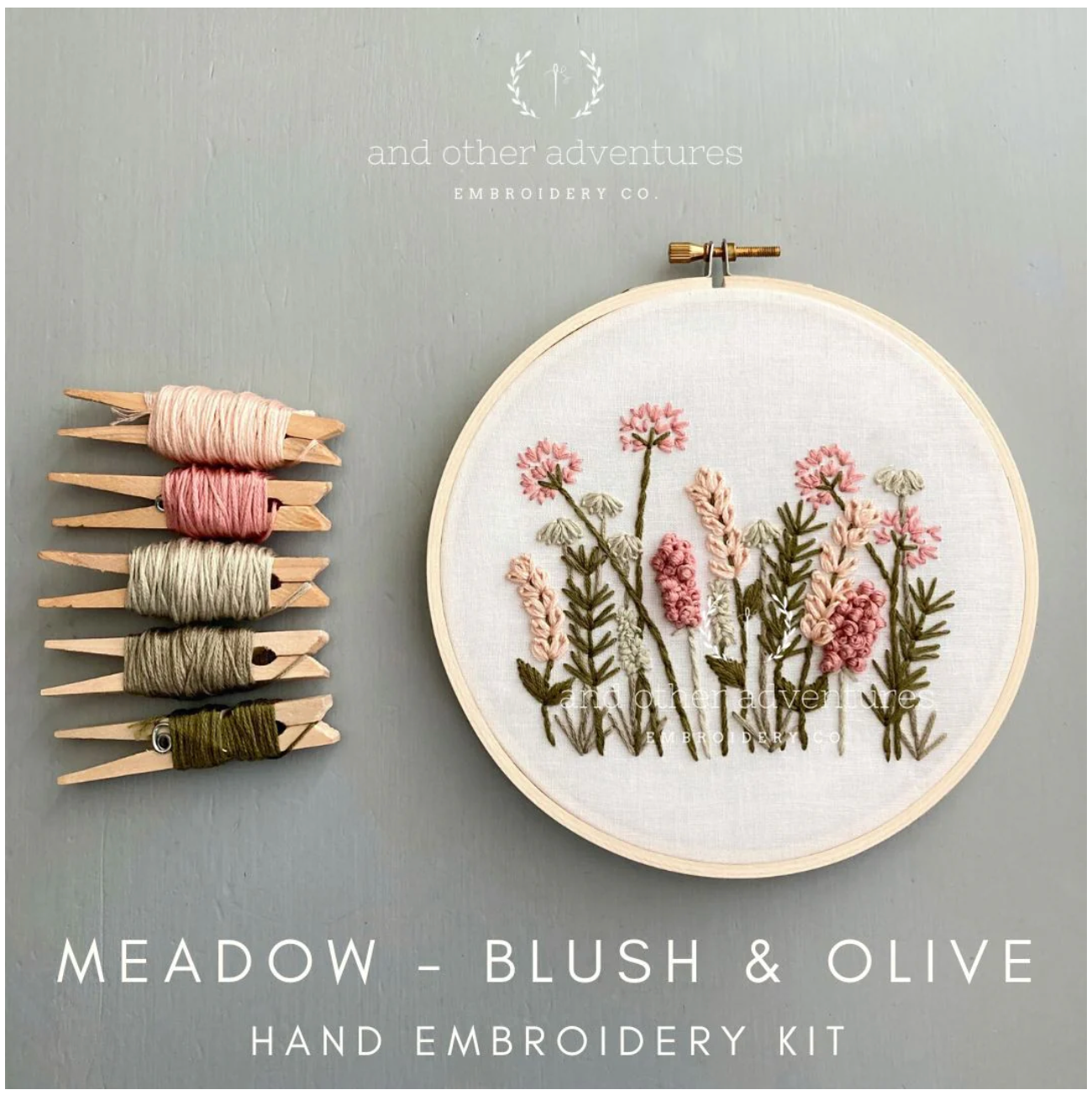 Meadow - Blush & Olive Embroidery Kit