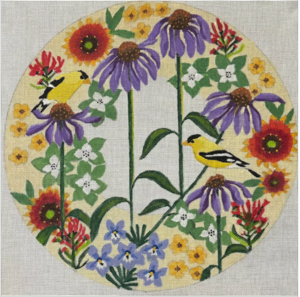 Finches in Wildflower Wreath B400