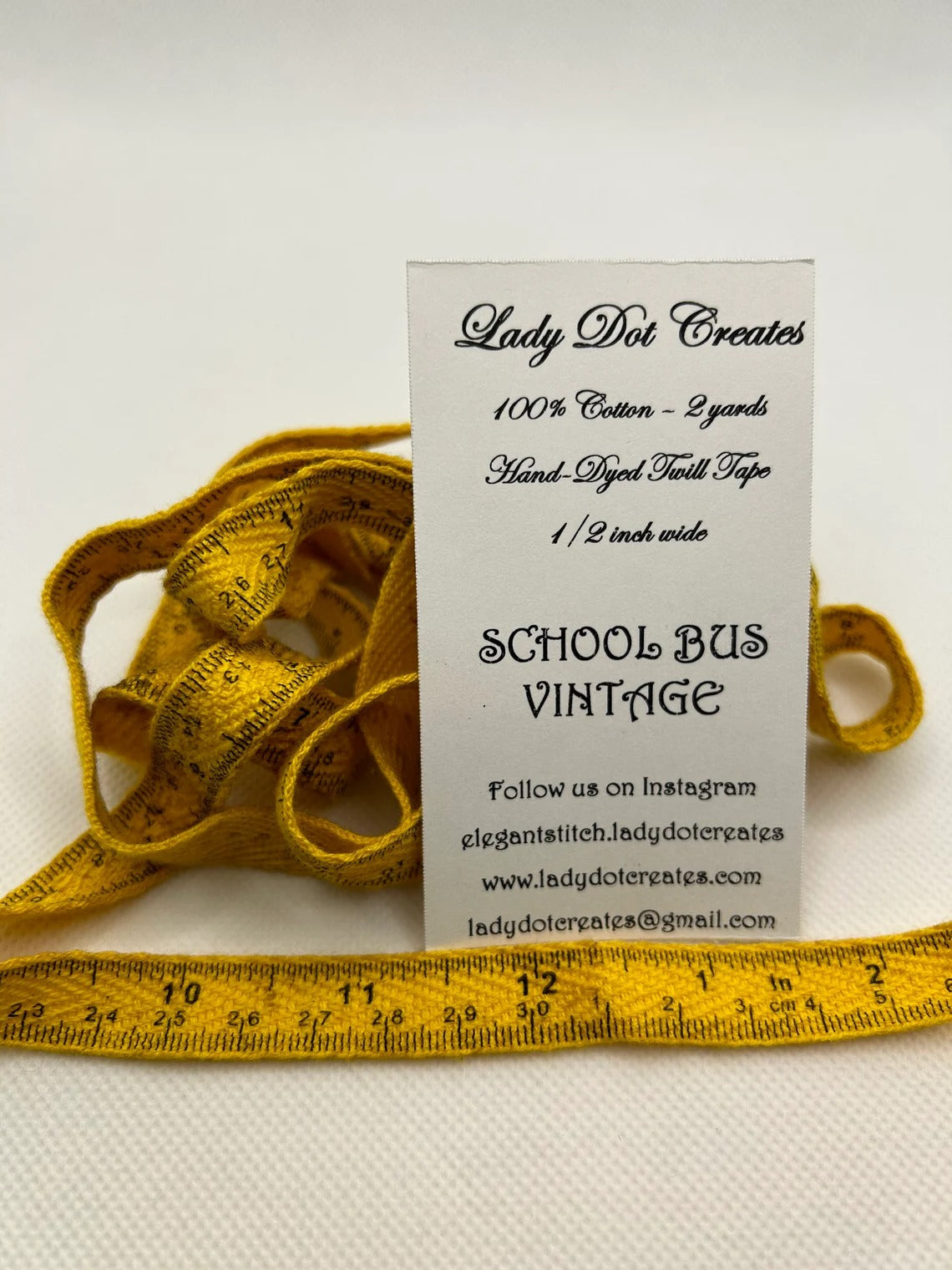 School Bus Vintage Ruler Half Inch Twill Tape