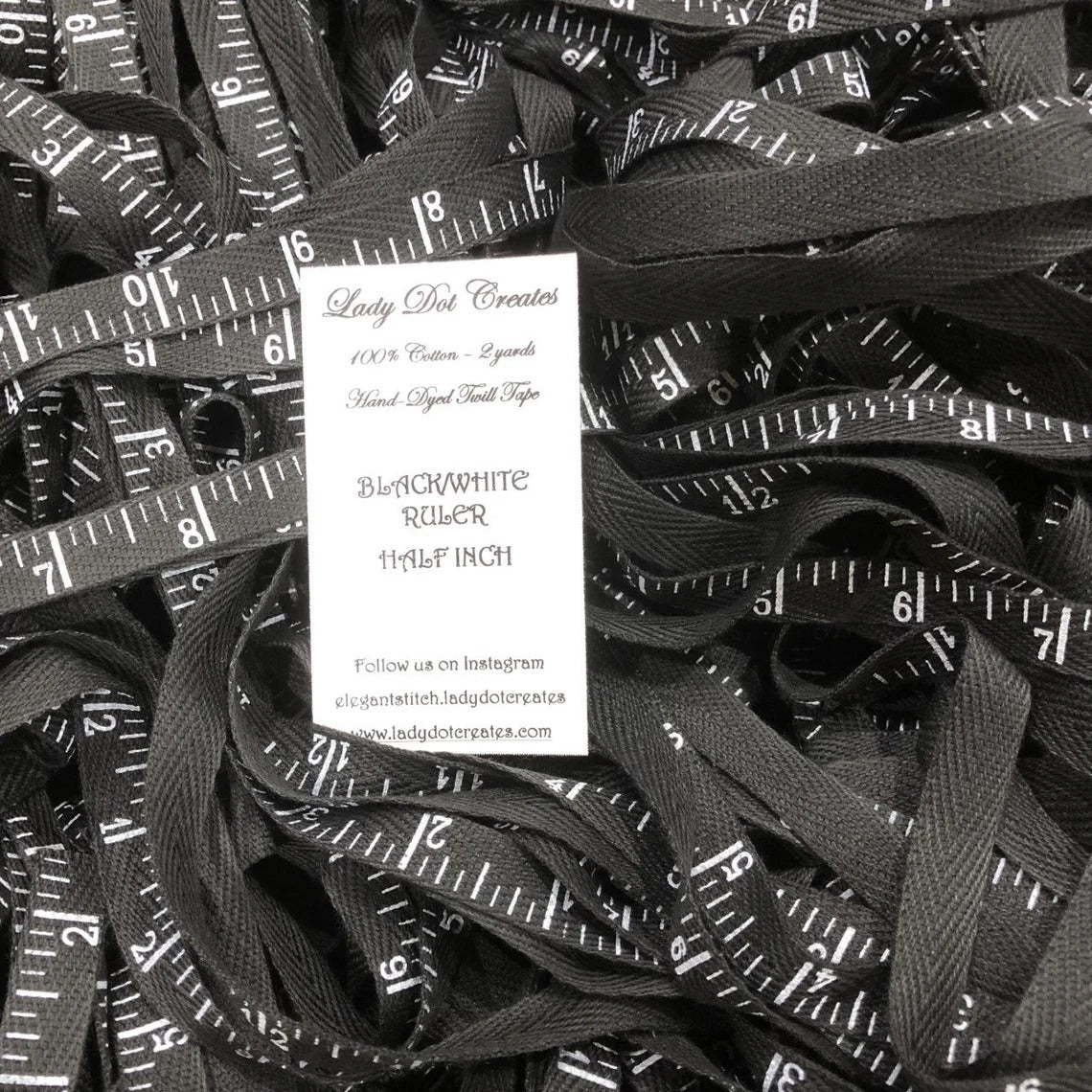 Black/White Ruler Half Inch Twill Tape
