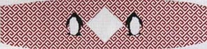 Penguins cummerbund w/red fretwork bkg., monogram W-50c