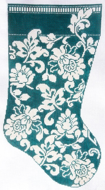 Karen's Teal Damask Stocking WG12550