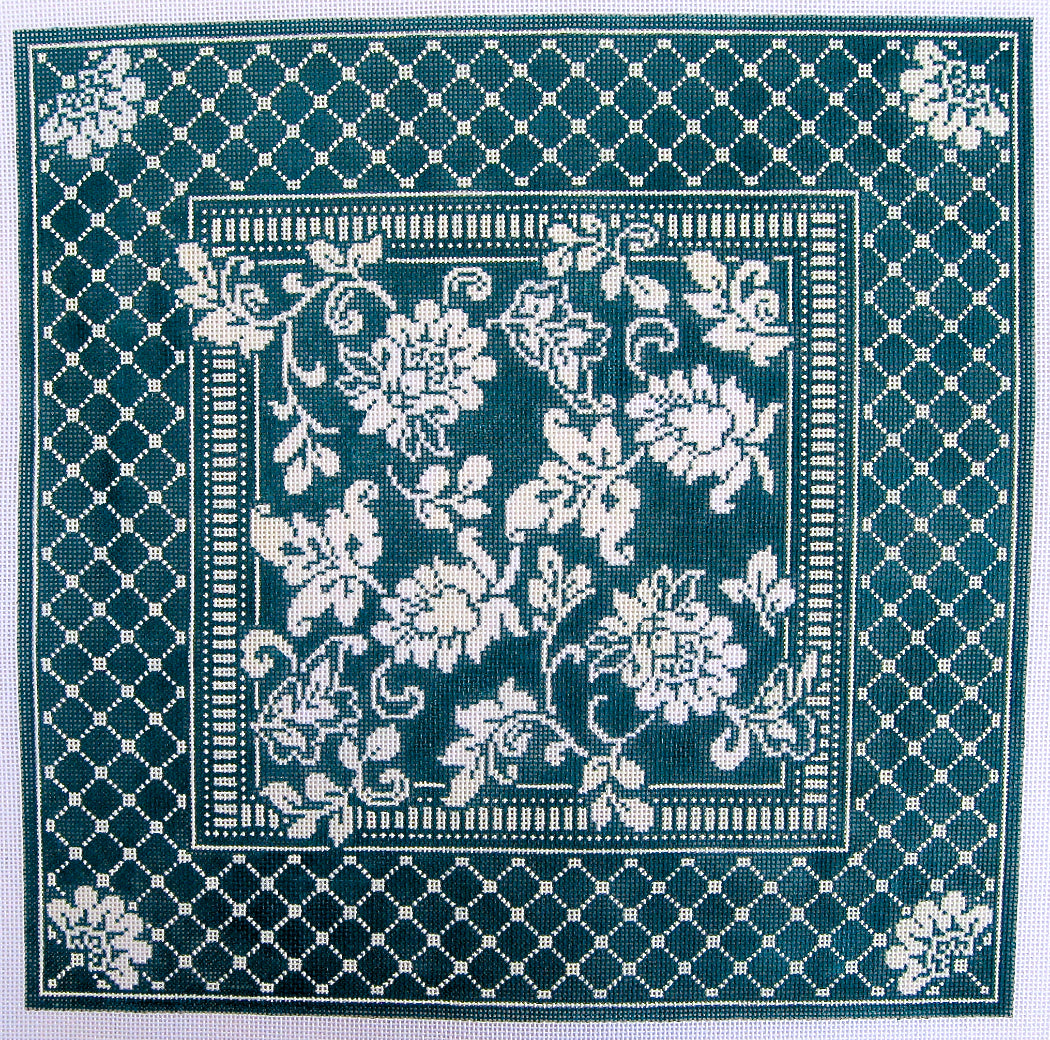 Karen's Teal Damask Pillow WG12677