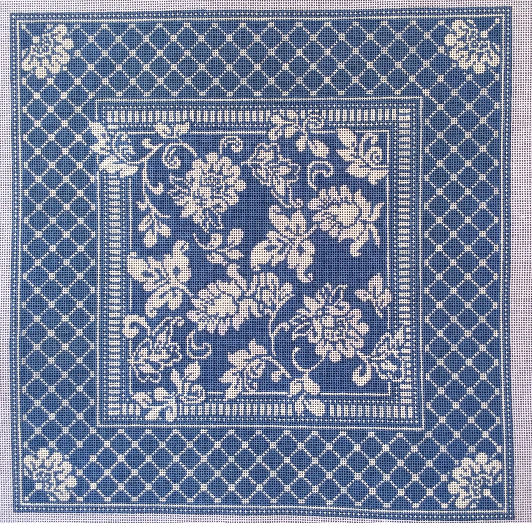 Karen's Damask Pillow - Wedgewood & White 13M Wg12696