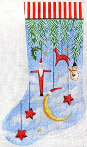Primitive Ornament Stocking w/Moon X-105