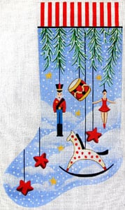 Primitive Ornament Stocking w/Rocking Horse X-106