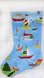 Sailboat Marina @ Christmas stocking X-82