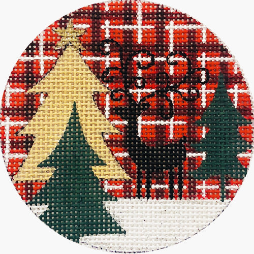 Reindeer and Trees on Plaid X327