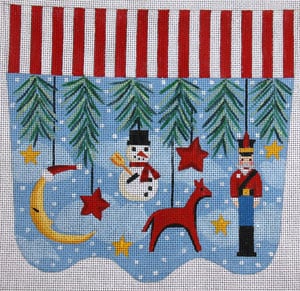 Primitive Ornaments w/Moon Stocking Cuff XC-12