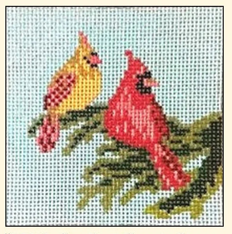 Cardinal Couple Ornament Square NC339-3