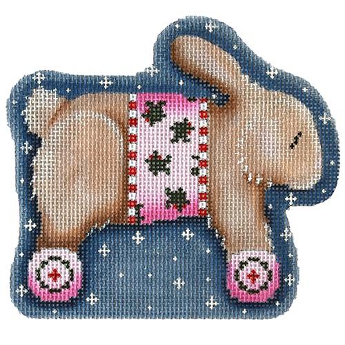 Brown Bunny on Wheels Ornament - ATct2061