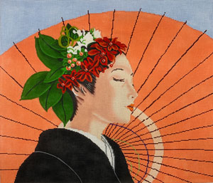 Geisha with Hair comb and flowers C-503c