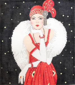 Art Deco Lady in Red C-562a