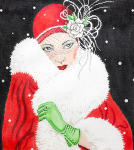 Art Deco Lady with Green Gloves C-562c