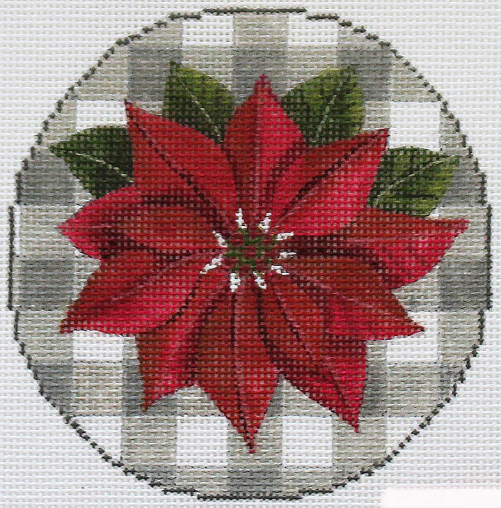 Gingham ornament -Poinsettia PLD-DS1147