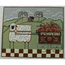 Sheep with Pumpkin Cart EWE-360