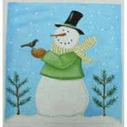 Snowman with Green, and Blackbird 9.5 x 10 - 18 mesh EWE-754