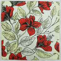 Illustrated Red Flora 9 x 9 - 18 mesh EWE-766