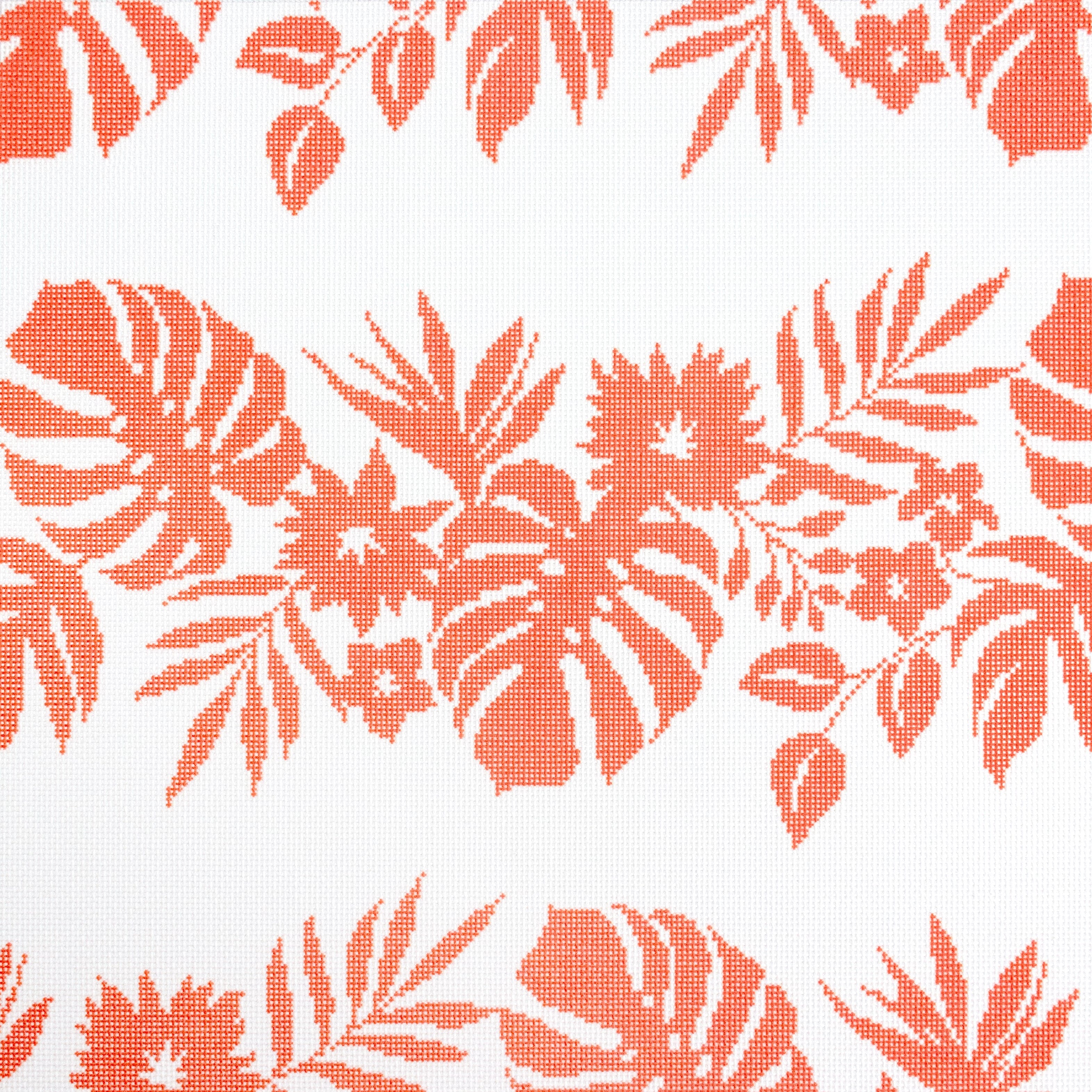 Hibiscus Pillow Orange on White NTG KB273