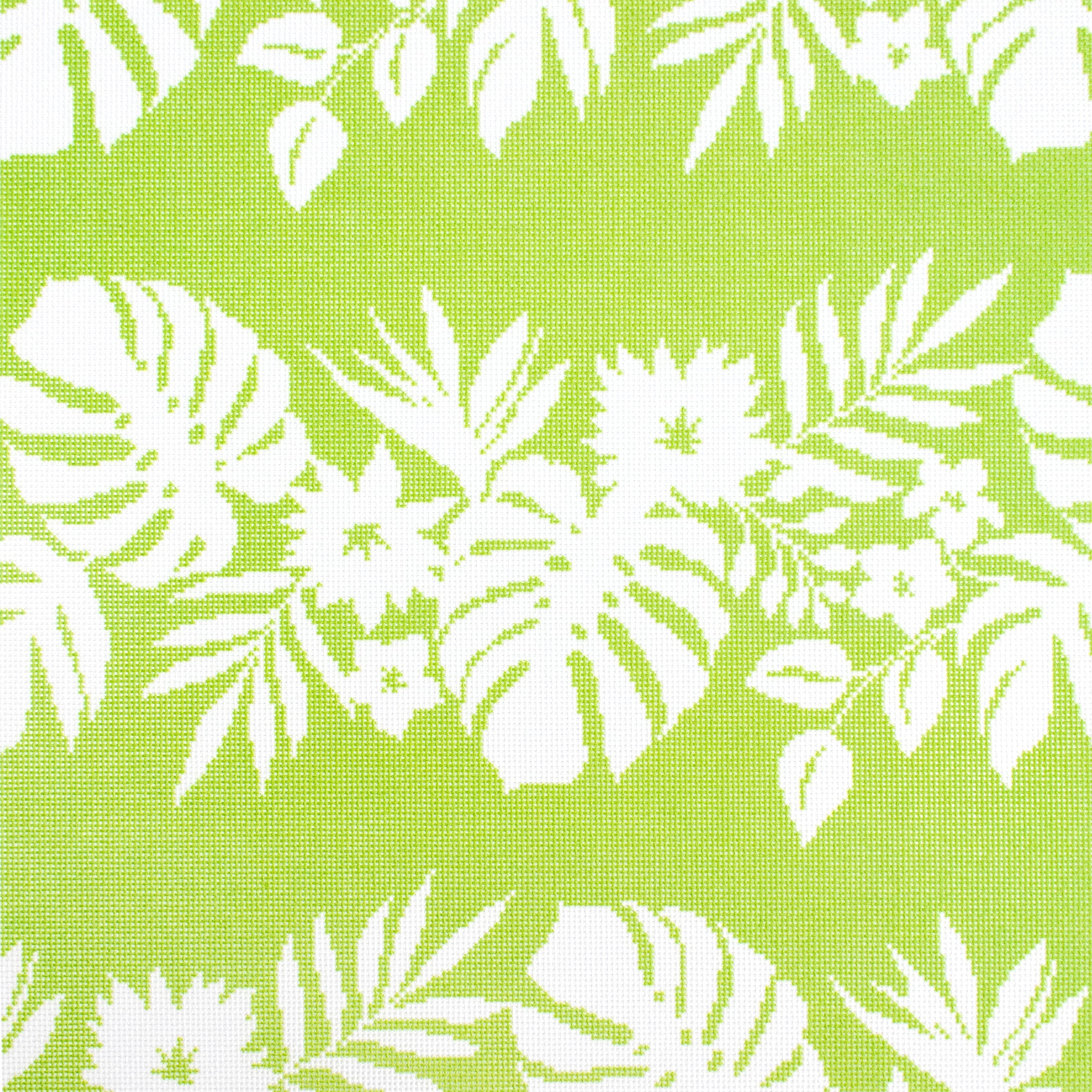 Hibiscus Pillow White on Green NTG KB279