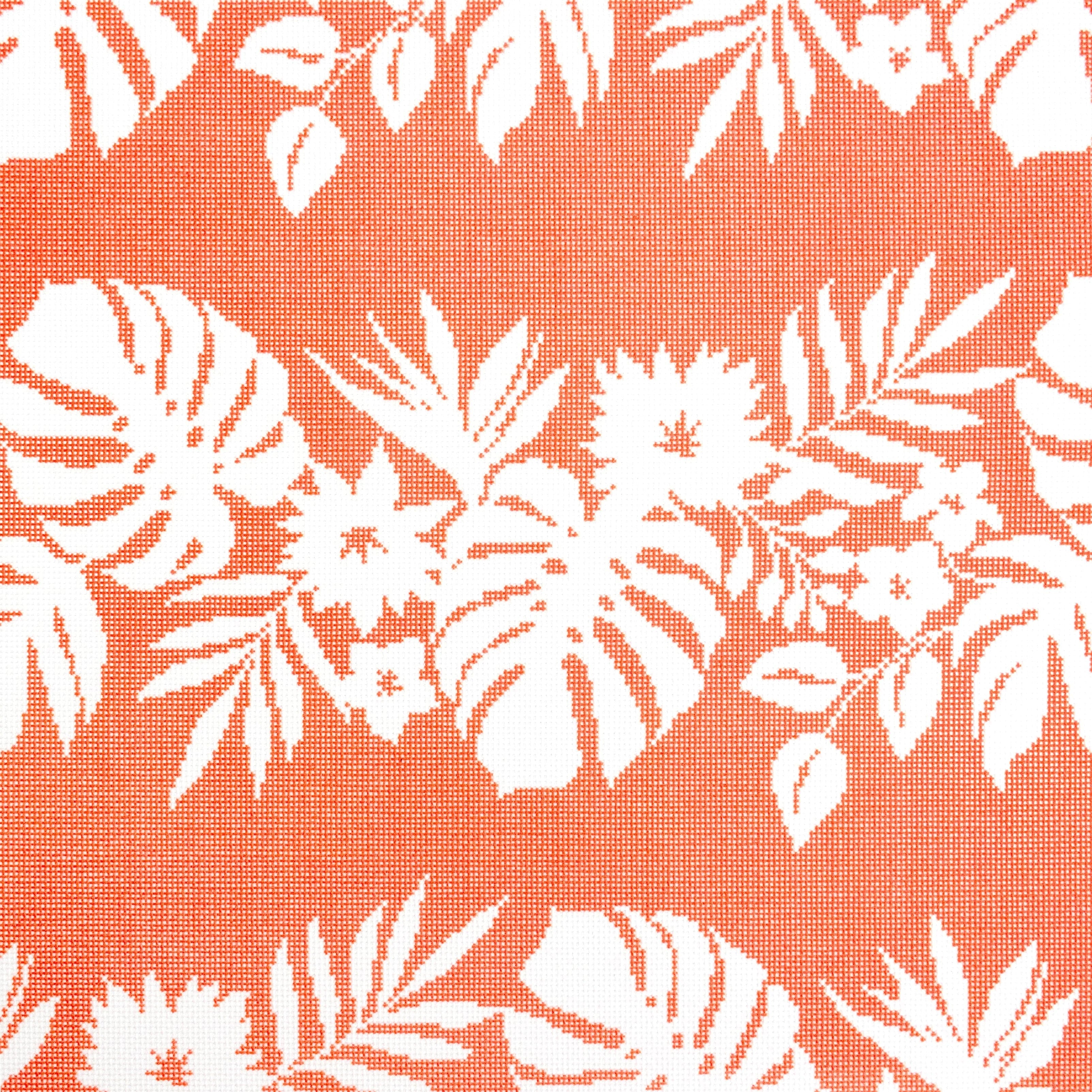 Hibiscus Pillow - White on Orange NTG KB270