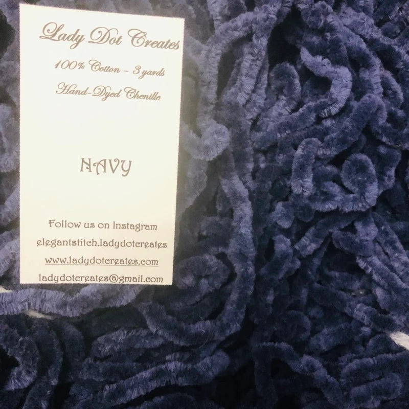 Vintage Trim Chenille 3 yards Navy