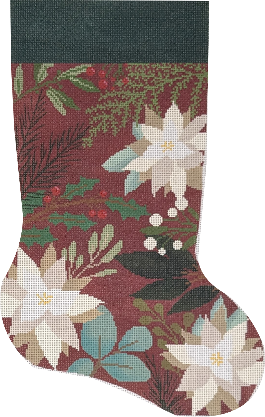 Red Stocking with White Flowers LL-ST-01C