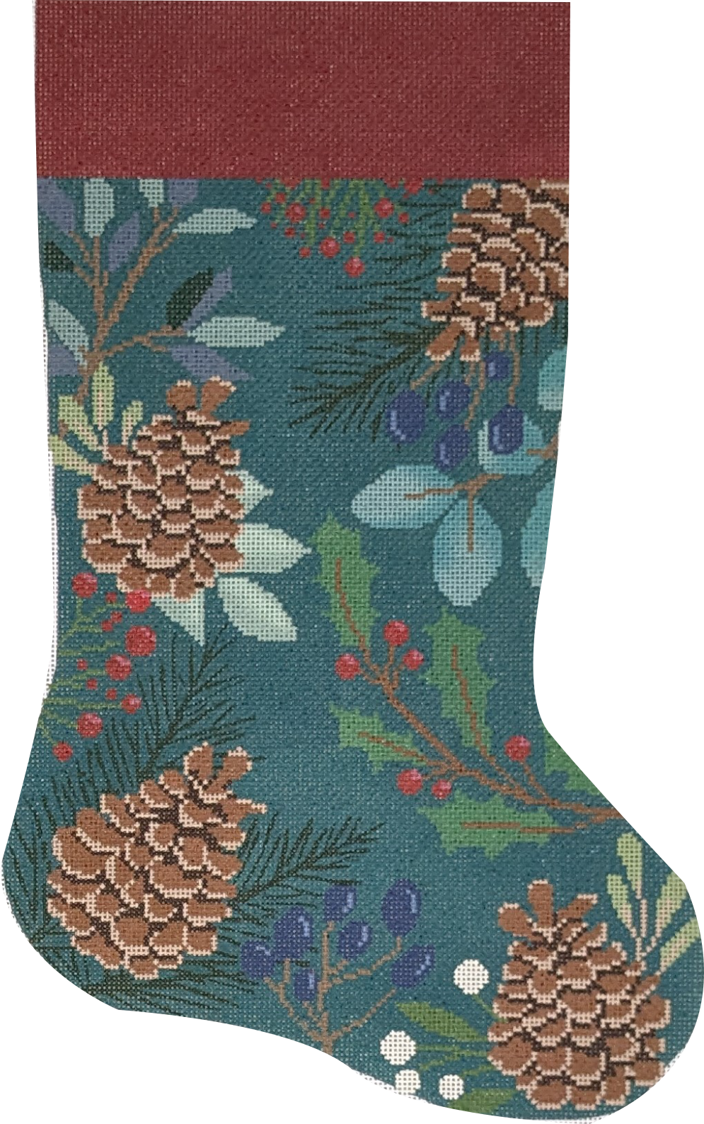 Green Stocking with Pinecones LL-ST-02B