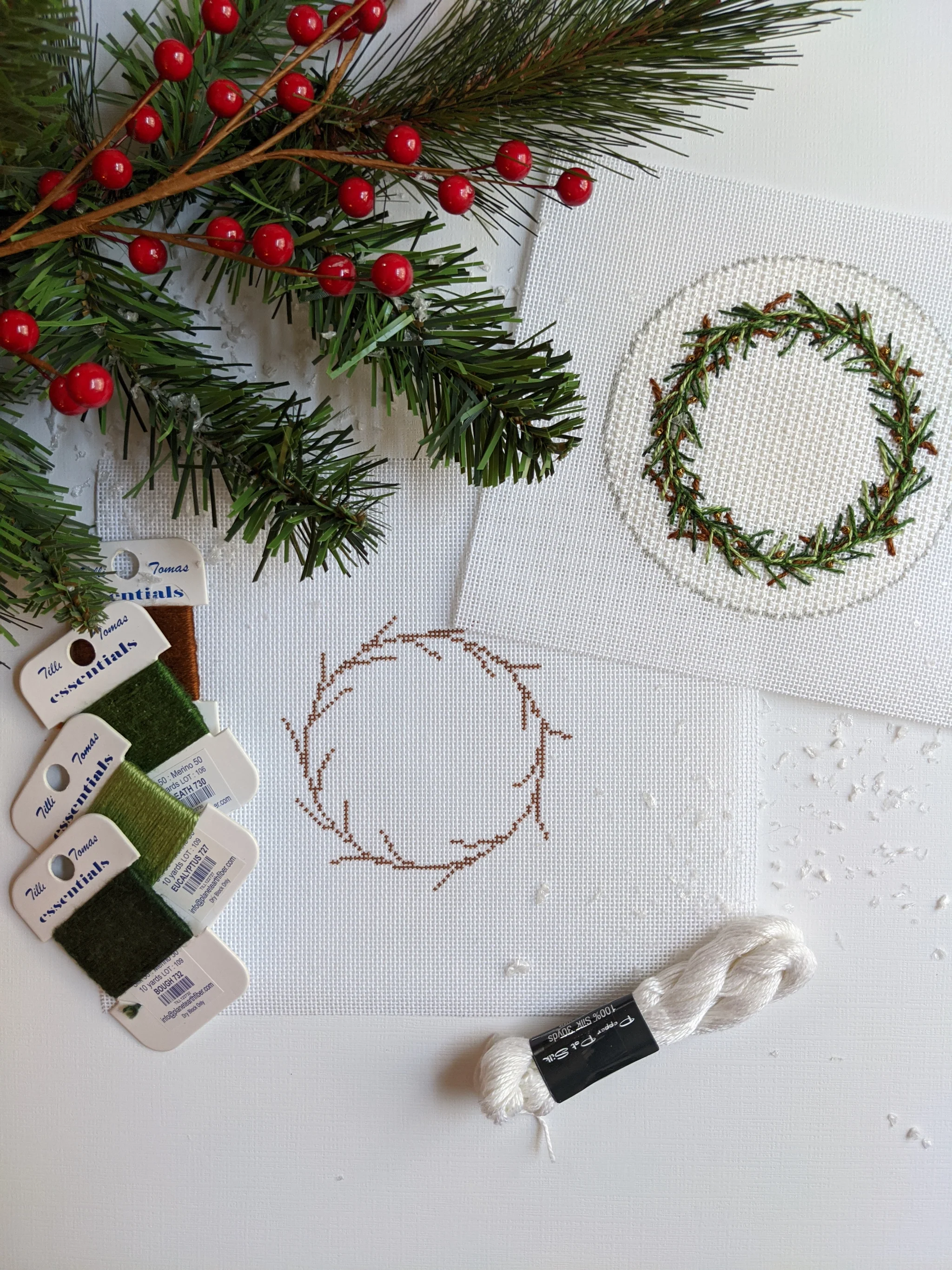 Rustic Wreath with Stitch Guide by Fire and Iris