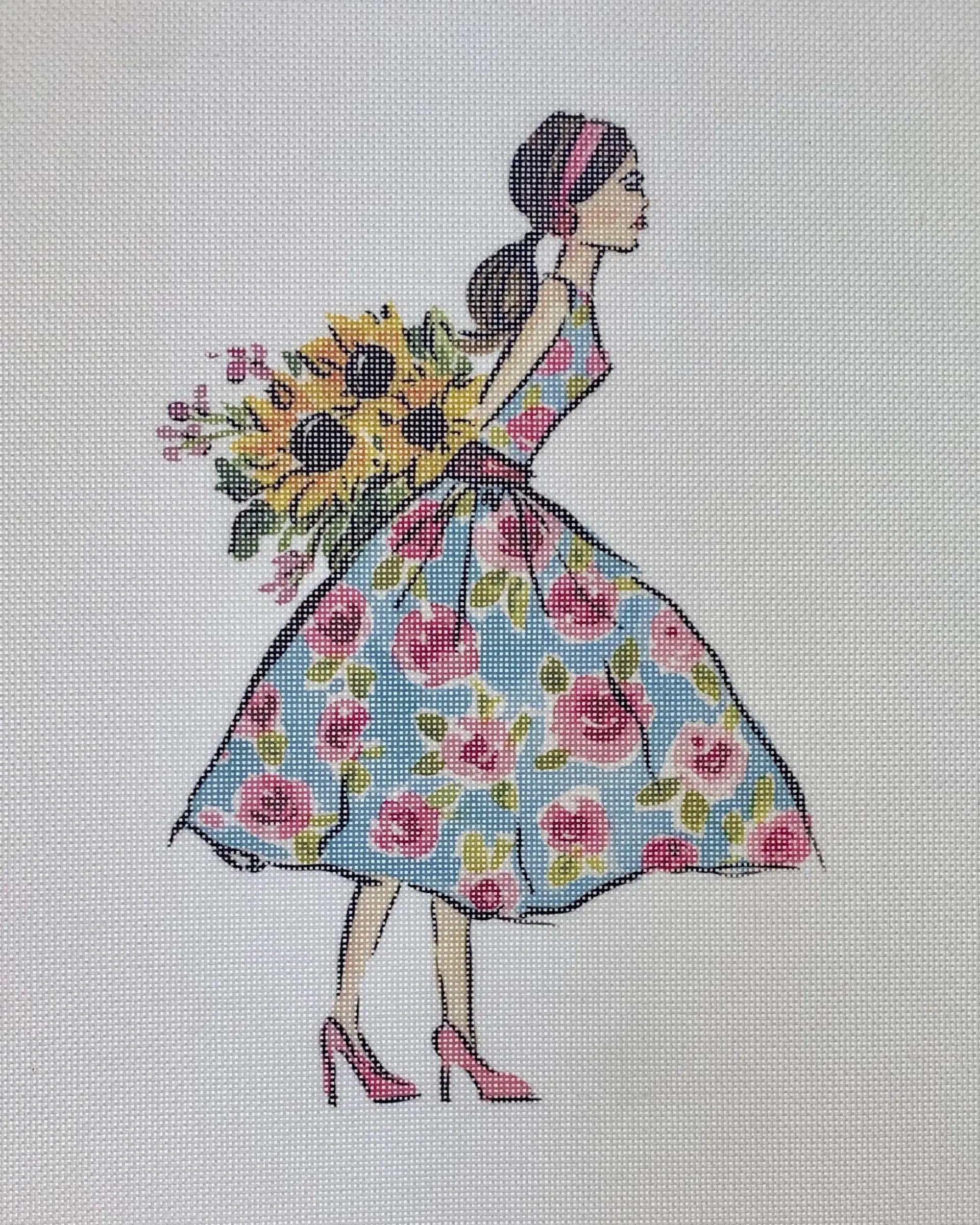 Dress with Pink Flowers ECT1128A