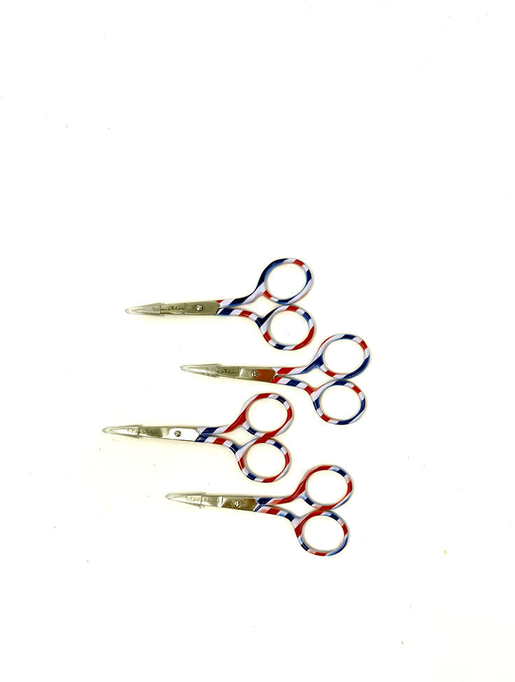 3.5" Striped Scissors in Red, White & Blue
