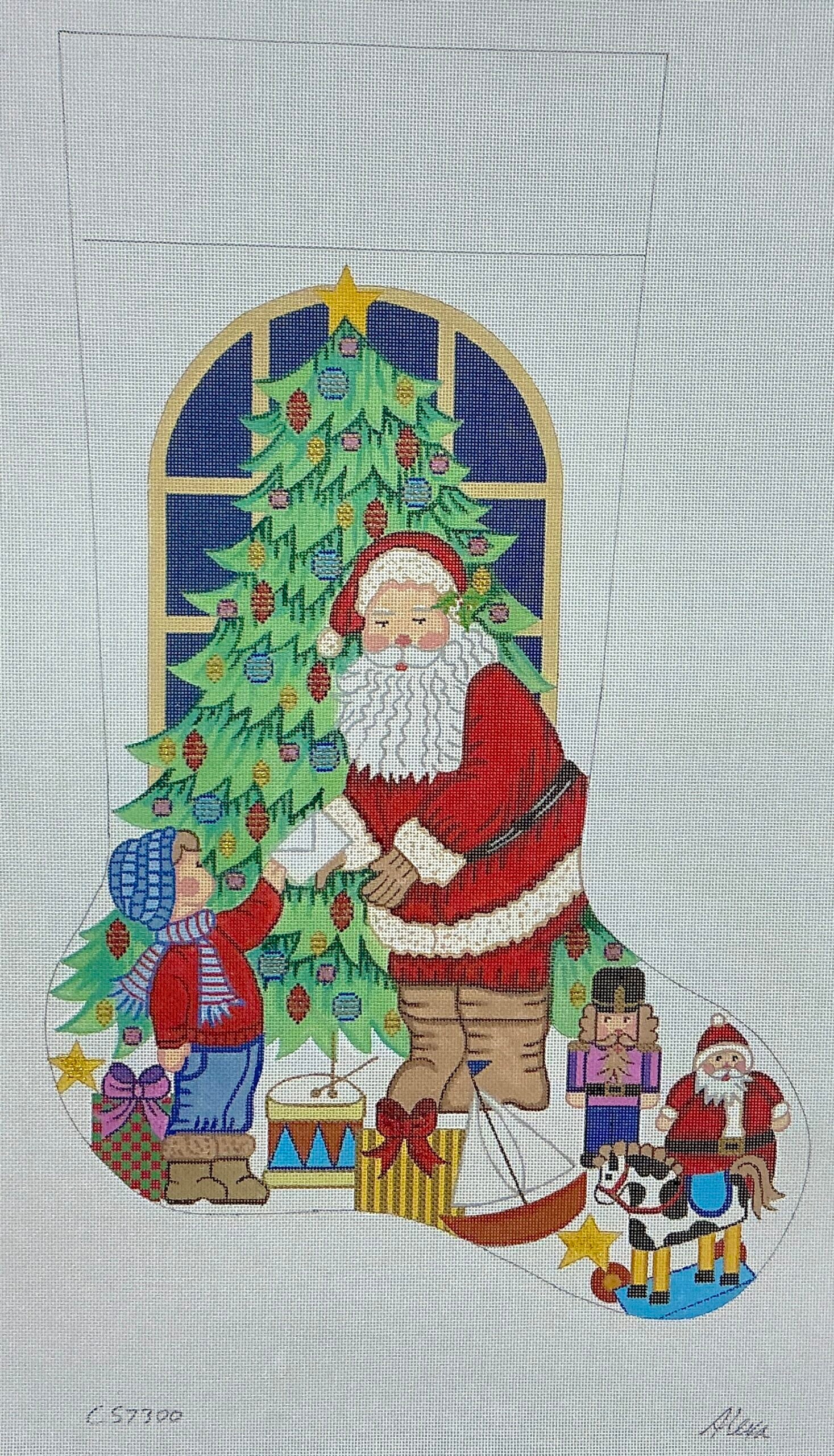 Santa with Boy at Tree CS7300