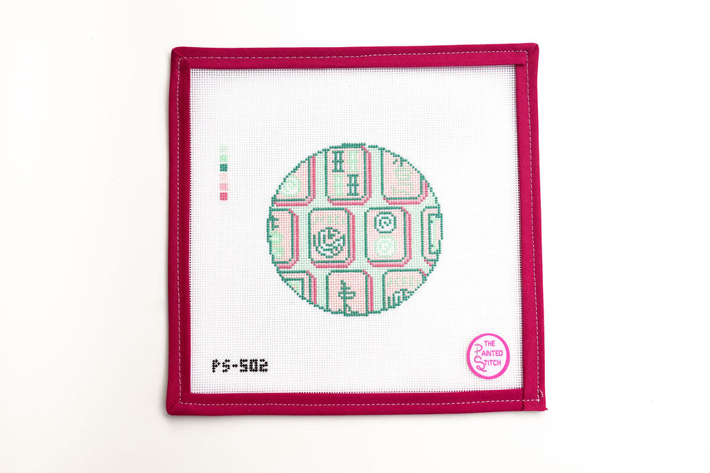 Mahjong Tiles Round Pink and Green PS502