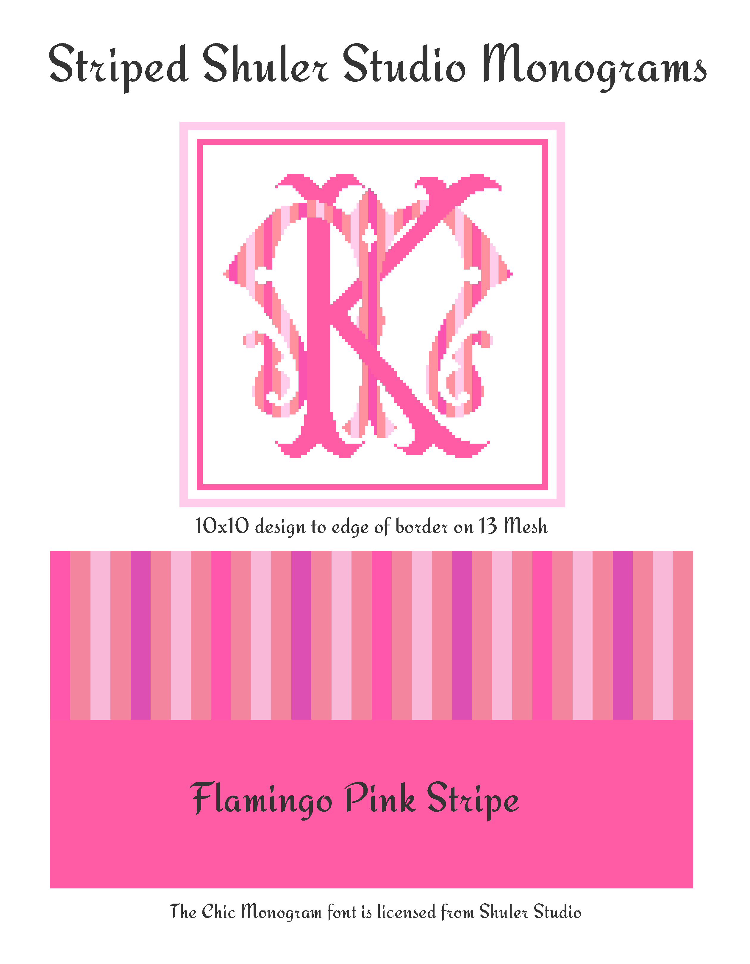 Shuler Monogram F Shuler Stripe Monogram — Needlepoint Junction