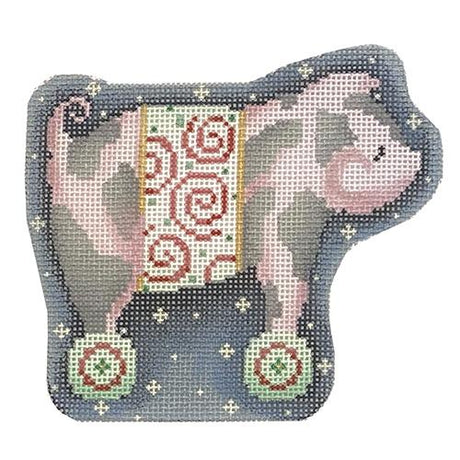 Swirls Pig on Wheels Ornament - ATct2076