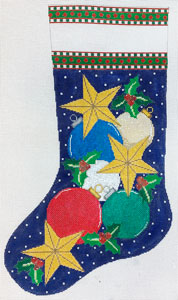 Christmas Ornaments and Stars Stocking	X-172