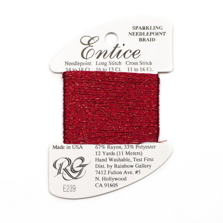 Entice- Bright rayon colors braided with matching metallics E201-E269