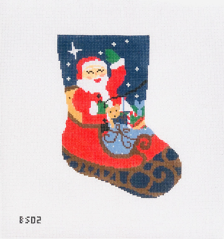 Santa Sleigh Ornament Sized Stocking Canvas BS02