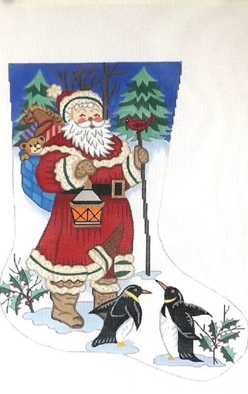 Santa with Pengiuns Stocking  CS 7259